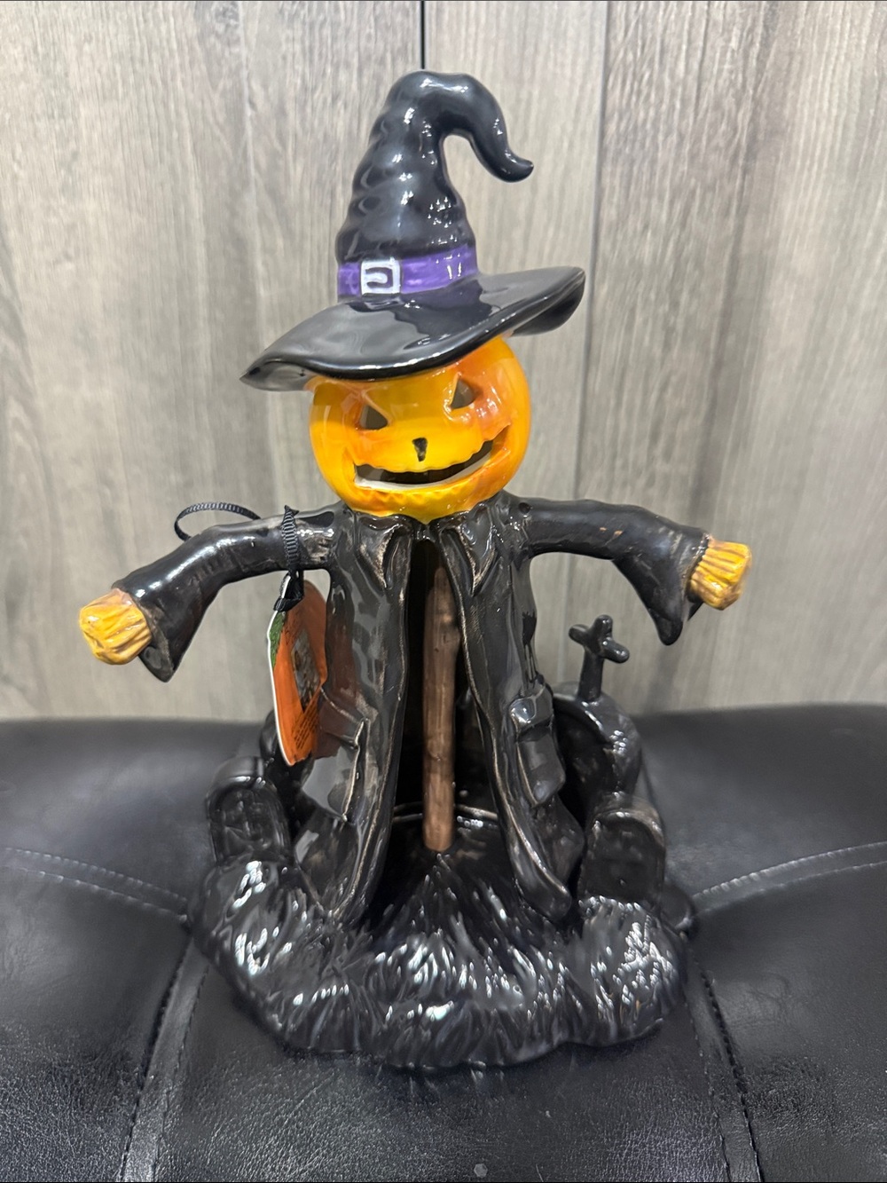 Blue Sky Clayworks Halloween Gravesite Pumpkin Scarecrow By Heather Goldminc
